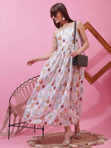 Sheetal Associates Women Fit and Flare Multicolor Maxi/Full Length Dress