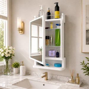 LUPPRA Premium White Bathroom Mirror Cabinet – Tough Plastic Build & Extra Storage Bathroom Mirror