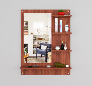 ERAWUD Wall Mount Dressing Table Mirror with Shelves For Living Room Home Décor Engineered Wood Dressing Table