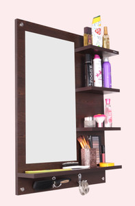 Madhuran Madhuran Engineered Wood Mirror With Shelf Wenge Glass Dressing Table