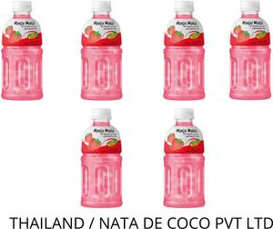 Mogu Mogu Strawberry Juice with 25% NATA De Coco Energy Booster Drink Full of Fruit Fibres