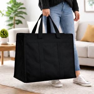 BAZERA (Expandable) Grocery Bag Foldable Large Bag Big Organizer for Clothes, 100 % Canvas fabric Duffel Without Wheels