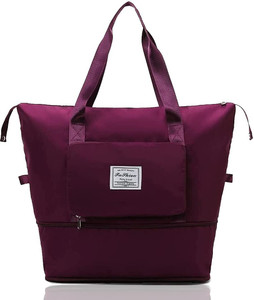 Nidhi Trendy Fashion (Expandable) Maroon Large Capacity Duffle Bag, Expandable Folding Travel Bag for Women Duffel Without Wheels