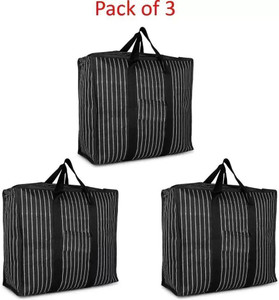 MANROM (Expandable) Multipurpose Large Shopping Storage Grocery Vegetable Bag Covers Zip (Black) Duffel Without Wheels