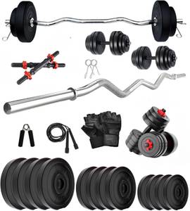 Spirax 30 kg 30kg Gym Kit: 3FT CURL Rod & Dumbbell Rods Adjustable Dumbbel With Accessories Home Gym Combo