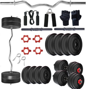 ANSH FIT 30kg PVC Home Gym Set - Dumbbell Rods, 3ft Curl Rod & Accessories Adjustable Dumbbell