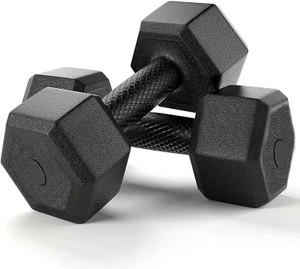 KSF Black PVC Hexa Dumbbell Set, 1 Pair Hex Dumbbells, Home Gym 5KG x 2PCS Fixed Weight Dumbbell