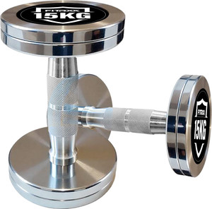 FITRXX 15 kg Steel Chrome Dumbbells Round Shape Fixed Weight - Image 6