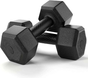 JASMINE Dumbbells, Dumbbells Set, 3Kg Pair PVC Black Fixed Weight Dumbbell