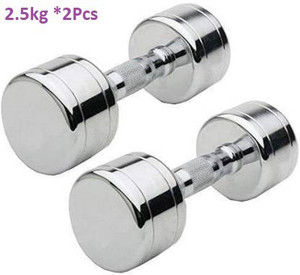 GYM KART Jumbo Quality (2.5 Kg X 2 Pcs) Steel Chrome Plated Fixed Weight Dumbbell