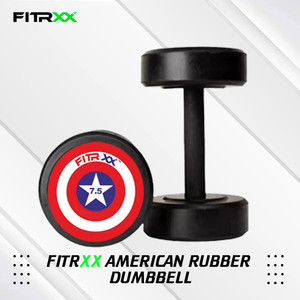 FITRXX Captain America Style Black Rubber Dumbbells hulk series 7.5 kgx 2 Fixed Weight Dumbbell