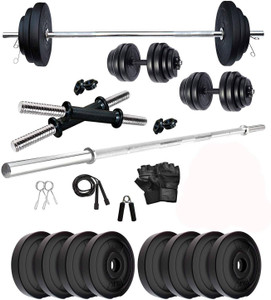 Spirax 20KG PVC Weight Set with Dumbbell Rods, 3ft straight Rod & ACC Gym Adjustable Dumbbell
