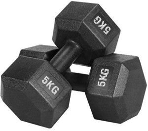 Dee Fit PVC Dumbbell SetPair , Hex , Home Gym 5KGS X 2PCS Fixed Weight Dumbbell