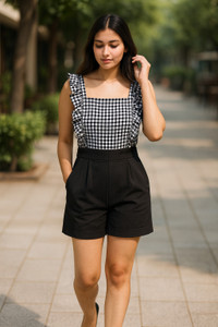 AmbT Women Black, White Romper