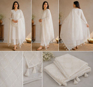 Dripdin Poly Chanderi Embellished, Embroidered Women Dupatta