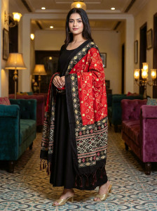 KAHIRAA WHOLETEX Art Silk, Silk Blend Floral Print, Printed Unisex Dupatta