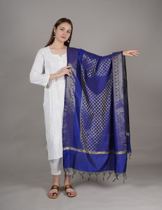 MUFFLY Silk Blend Woven Women Dupatta
