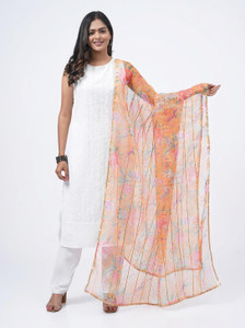 Hella Fashions Organza Floral Print Women Dupatta