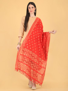 LIVVIE Silk Blend Self Design Women Dupatta
