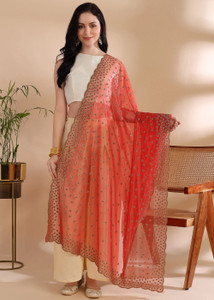Var Vadhu Net Embellished Women Dupatta