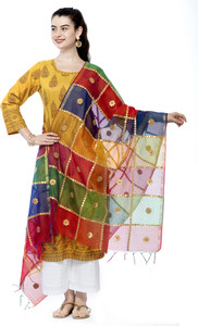 A R SILK Poly Chanderi Embroidered Women Dupatta