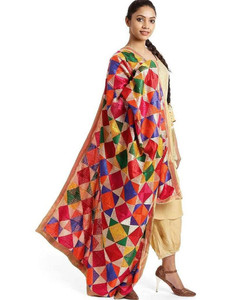 Moda Chales Phulkari Chiffon Embroidered Women Dupatta