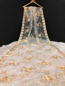 S And H Designer Net Embroidered Women Dupatta