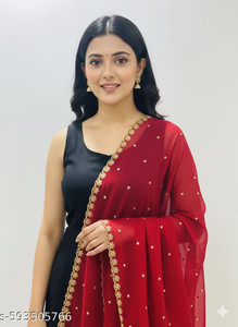 Sai Creation Georgette Embroidered Women Dupatta