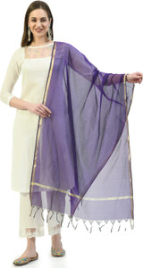A R SILK HANDLOOM Poly Chanderi Solid Women Dupatta