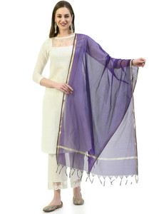 A R SILK HANDLOOM Poly Chanderi Solid Women Dupatta