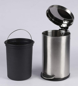 MOTI METAL INDUSTRIES MMI Stainless steel dustbin black pack of 1 Stainless Steel Dustbin
