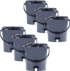 HOMESTIC Pack of 6 Plastic Pedal Dustbin for Home | 7 Ltr | Check Dhakkan- Grey & Black डस्टबिन