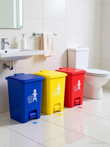 Fleming's 15 Litre Bio Medical Waste Dustbin | HDPE Pedal Bin | Step-on Waste Dustbin Plastic Dustbin