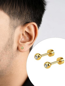 VAMA Hypoallergenic Lightweight Piercing Studs Earrings for Men & Boys Crystal Metal Stud Earring