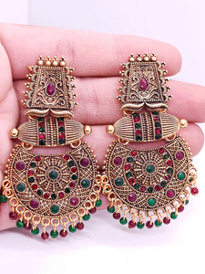 Gold Berry Golden jhumka for women Traditional Bridal Earrings for women Cultural Jumka Set Beads Brass Jhumki Earring