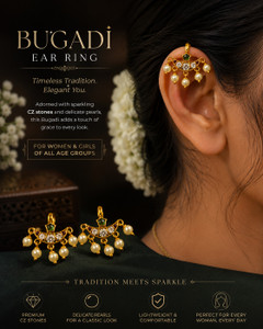 NeelusJewel CZ Bugadi Earrings Cubic Zirconia Alloy Drops & Danglers, Chandbali Earring, Plug Earring, Clip-on Earring
