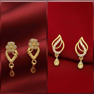 MM Immitation Gold plated combo studded earrings for women girls Brass, Copper Stud Earring