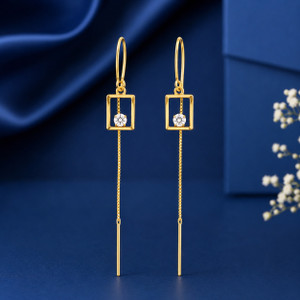 KANISHQ Sui Dhaga stone-001 Crystal, Diamond Brass Ear Thread, Huggie Earring, Tassel Earring