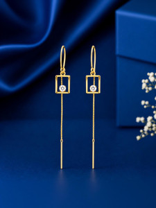 KANISHQ Sui Dhaga stone-001 Crystal, Diamond Brass Ear Thread, Huggie Earring, Tassel Earring