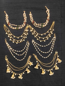 Aaruhi Creation Trendy Bahubali Pearl Ear Chain Kaan Chain/Ear-Chain For Women & Girls Alloy Ear Thread