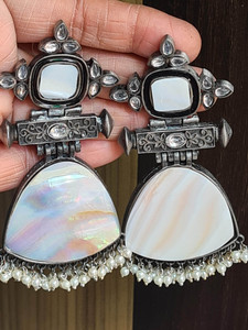 PEARL ADHYA Oxidised Stone Earings Beads,  Brass Drops & Danglers