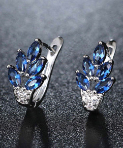 YELLOW CHIMES Crystals Leafs Stylish Fashion Hoops Earrings Fancy Party Wear Swarovski Crystal Copper Clip-on Earring