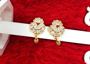 Anujeet Fashion Hub Gold Plated Covering 5 metal Impon AD Stone Dangler Earrings For Women & Girls Copper Drops & Danglers