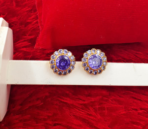 Anujeet Fashion Hub Gold Plated Covering 5 metal Impon AD Stone Floral Stud For Women/Girls Copper Stud Earring