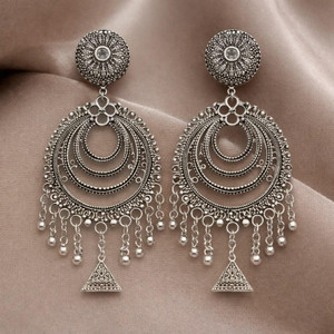 Shine Mist Oxidised Pearl Jhumki Alloy Earring Set