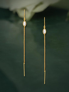 Drashti Collection Traditional Gold Plated Suidhaga Earrings For Women And Girls Brass Ear Thread