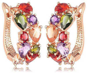 YELLOW CHIMES Flowerets Vine Zircon Brass Clip-on Earring