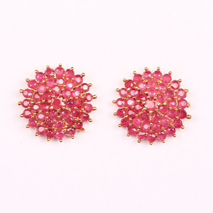 Jewels Corner PRINCESS BEAUTIFUL RUBY AD EARRING Cubic Zirconia Brass Stud Earring