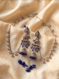 Vastaraj Oxidised Elephant Jhumka Earrings Beads Brass Jhumki Earring, Drops & Danglers