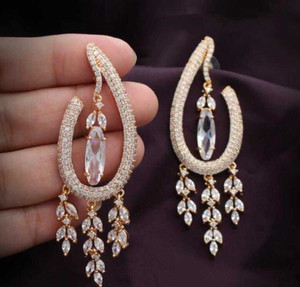 Manuvi Jewels American Diamond(AD) Earrings Cubic Zirconia Alloy Drops & Danglers